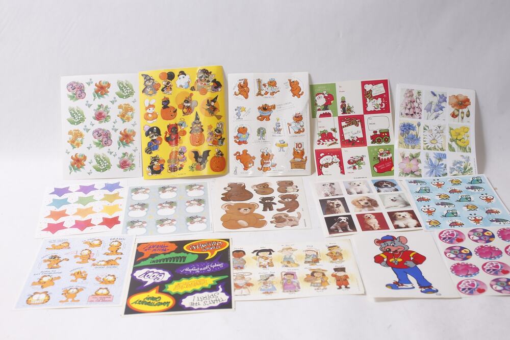 Vintage Sticker Sheet Lot Garfield Christmas Flowers Bears Dogs ~ 260902-WH 1134